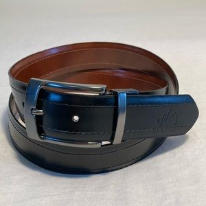 Velez leather reversible belt black/brown gun metal buckle 34/36